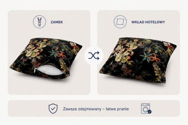 Poduszka dekoracyjna jasiek 45 x 45 poszewka czarny tkanina Family Meble — widoki i detale
