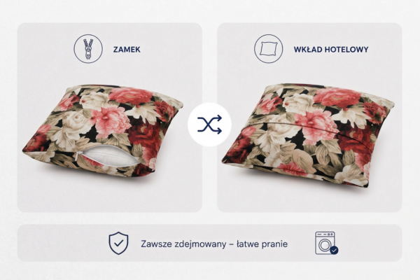Poduszka dekoracyjna jasiek 45 x 45 poszewka kwiecisty welur Family Meble — widoki i detale