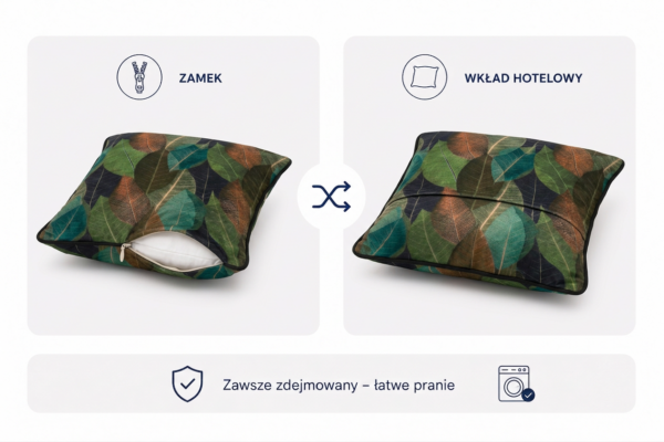 Poduszka dekoracyjna jasiek 45 x 45 poszewka zielony tkanina Family Meble — widoki i detale