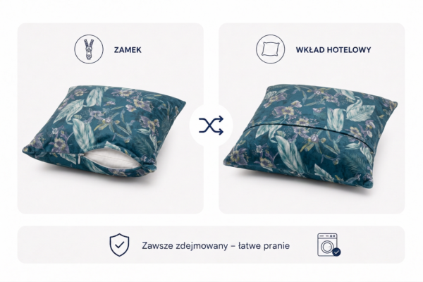 Poduszka dekoracyjna jasiek 45 x 45 poszewka niebieski welur Family Meble — widoki i detale