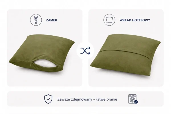 Poduszka dekoracyjna jasiek 45 x 45 poszewka oliwkowy tkanina Family Meble — widoki i detale