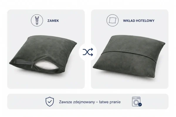 Poduszka dekoracyjna jasiek 45 x 45 poszewka szary tkanina Family Meble — widoki i detale