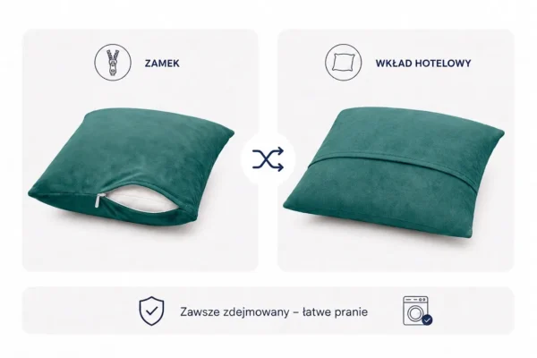 Poduszka dekoracyjna jasiek 45 x 45 poszewka turkusowy welur Family Meble — widoki i detale