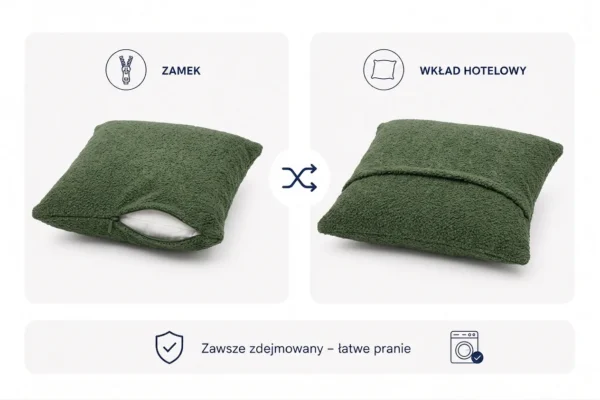 Poduszka dekoracyjna jasiek 45 x 45 poszewka zielony boucla Family Meble — widoki i detale