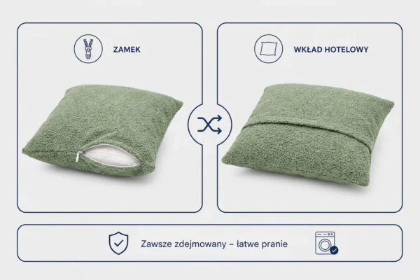 Poduszka dekoracyjna jasiek 45 x 45 poszewka miętowy Boucla Family Meble — widoki i detale