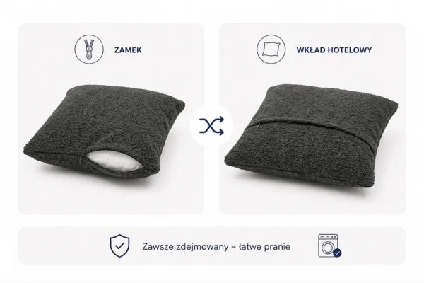 Poduszka dekoracyjna jasiek 45 x 45 poszewka czarny Boucla Family Meble — widoki i detale