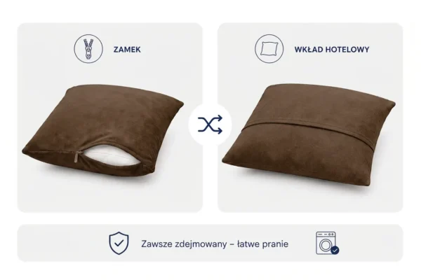 Poduszka dekoracyjna jasiek 45 x 45 poszewka beżowy welwet Family Meble — widoki i detale