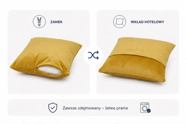 Poduszka dekoracyjna jasiek 45 x 45 poszewka żółty tkanina Family Meble — widoki i detale