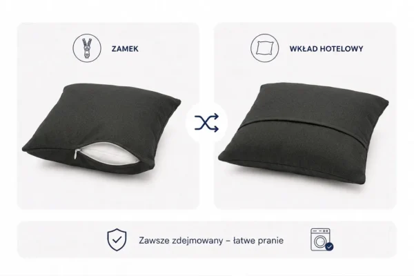 Poduszka dekoracyjna jasiek 45 x 45 poszewka czarny welur Family Meble — widoki i detale