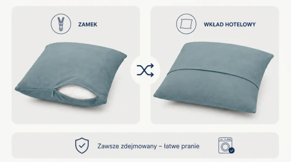 Poduszka dekoracyjna jasiek 45 x 45 poszewka błękitny welur Family Meble — widoki i detale