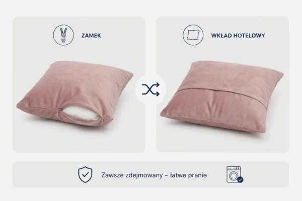 Poduszka dekoracyjna jasiek 45 x 45 poszewka pudrowy róż Family Meble — widoki i detale
