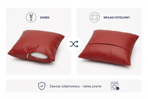 Poduszka dekoracyjna jasiek 45 x 45 poszewka czerwony ekoskóra Family Meble — widoki i detale