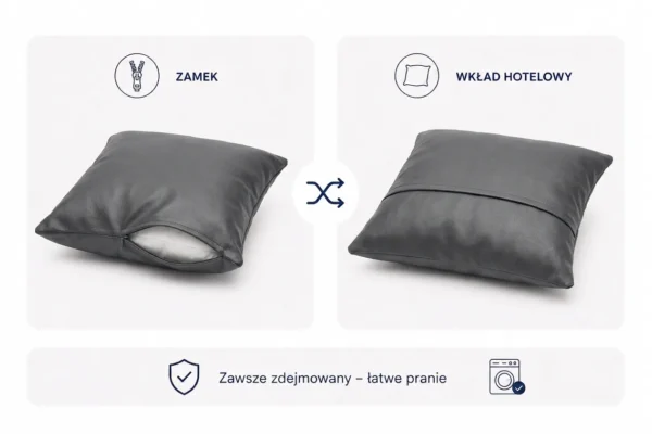 Poduszka dekoracyjna jasiek 45 x 45 poszewka szary ekoskóra Family Meble — widoki i detale