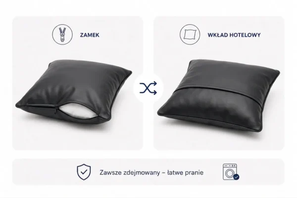 Poduszka dekoracyjna jasiek 45 x 45 poszewka czarny eko-skóra Family Meble — widoki i detale