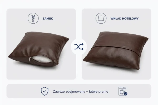 Poduszka dekoracyjna jasiek 45 x 45 poszewka brązowy eko-skóra Family Meble — widoki i detale