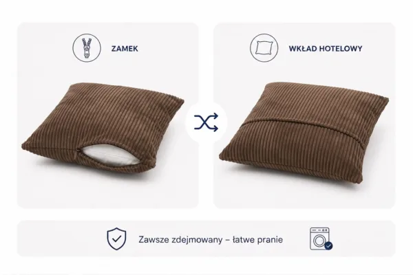 Poduszka dekoracyjna jasiek 45 x 45 poszewka brązowy sztruks Family Meble — widoki i detale
