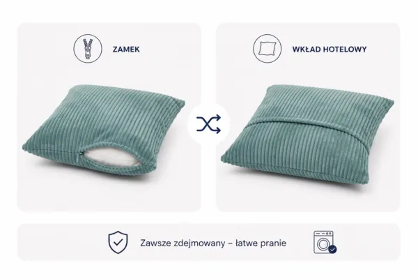Poduszka dekoracyjna jasiek 45 x 45 poszewka błękitny sztruks Family Meble — widoki i detale