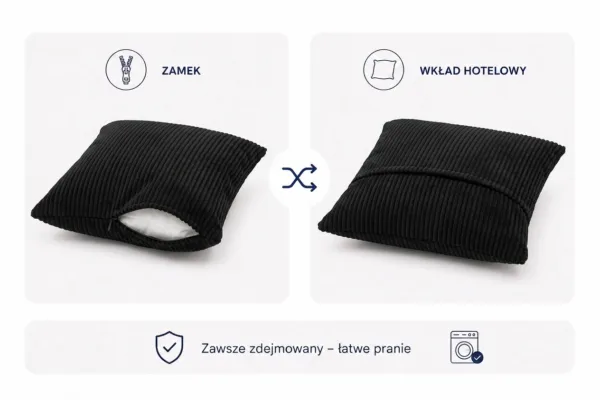 Poduszka dekoracyjna jasiek 45 x 45 poszewka czarny sztruks Family Meble — widoki i detale