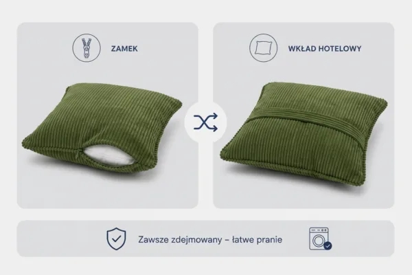 Poduszka dekoracyjna jasiek 45 x 45 poszewka zielony welur Family Meble — widoki i detale