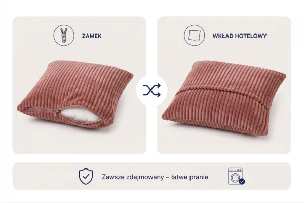Poduszka dekoracyjna jasiek 45 x 45 poszewka róż sztruks Family Meble — widoki i detale