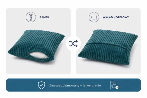 Poduszka dekoracyjna jasiek 45 x 45 poszewka niebieski sztruks Family Meble — widoki i detale