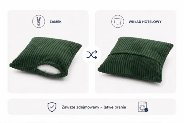 Poduszka dekoracyjna jasiek 45 x 45 poszewka zielony sztruks Family Meble — widoki i detale