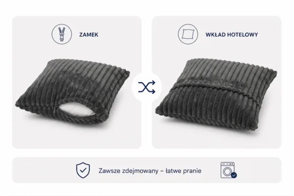 Poduszka dekoracyjna jasiek poszewka szary sztruks tkanina Family Meble — widoki i detale