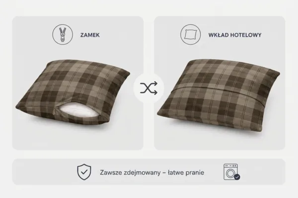 Poduszka dekoracyjna jasiek 45 x 45 poszewka beż kratka Family Meble — widoki i detale