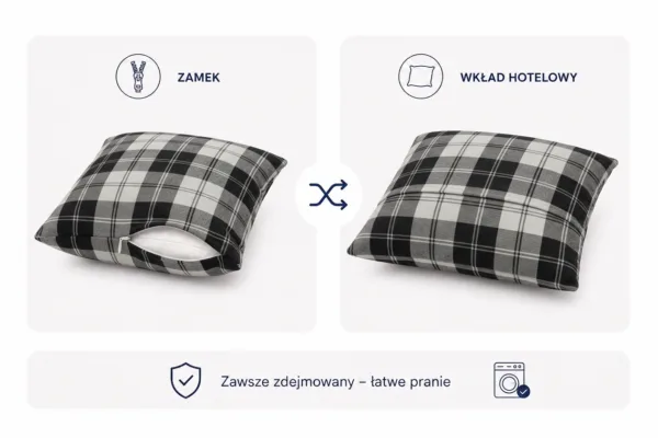 Poduszka dekoracyjna jasiek 45 x 45 poszewka czarny kratka Family Meble — widoki i detale