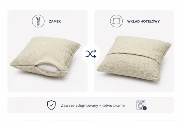 Poduszka dekoracyjna jasiek 45 x 45 poszewka beż szenil Family Meble — widoki i detale