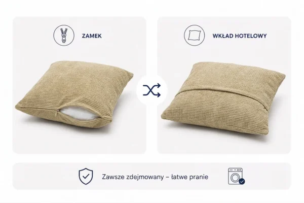 Poduszka dekoracyjna jasiek 45 x 45 poszewka beżowy szenil Family Meble — widoki i detale