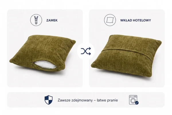 Poduszka dekoracyjna jasiek 45 x 45 poszewka zielony szenil Family Meble — widoki i detale