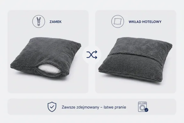 Poduszka dekoracyjna jasiek 45 x 45 poszewka szary welur Family Meble — widoki i detale