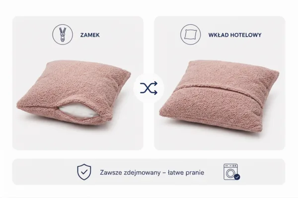 Poduszka dekoracyjna jasiek 45 x 45 poszewka różowy welur Family Meble — widoki i detale