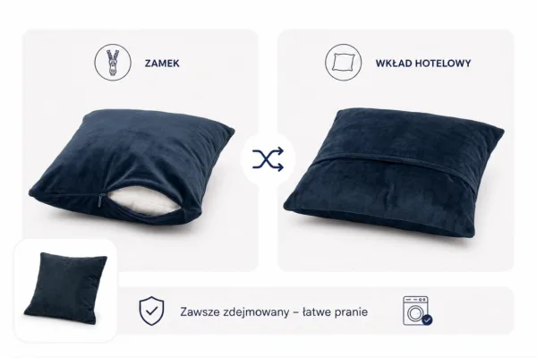 Poduszka dekoracyjna jasiek 45 x 45 poszewka granatowy welur Family Meble — widoki i detale