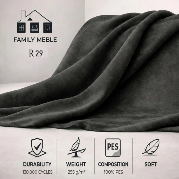 Fotel rozkładany spania pojemnik szary antracyt welur KIMO Family Meble — tkanina