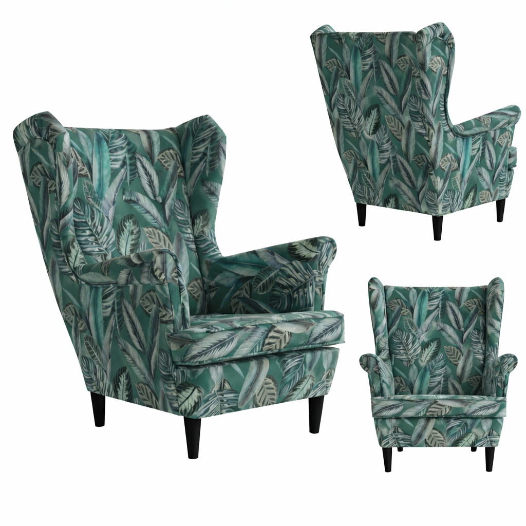Fotel uszak skandynawski M Print Family Meble — zielony