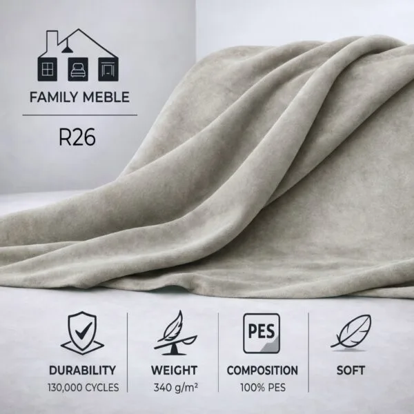 Zestaw wypoczynkowy sofa 2-os 2 fotele welur szary Soler Family Meble — tkanina