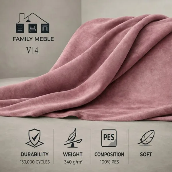 Fotele uszak skandynawskie podnóżkami pufami różowe Carol Family Meble — tkanina