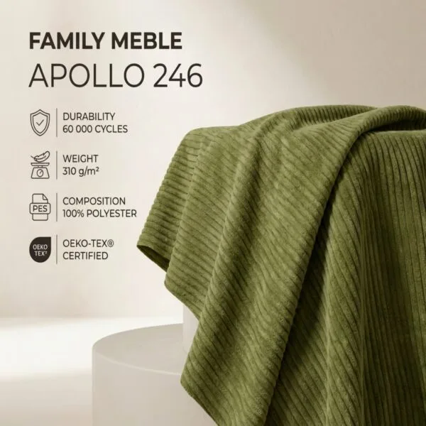 Fotel uszak skandynawski bujany płozy j zielony sztruks Bonito Family Meble — tkanina