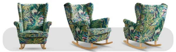 Fotel uszak skandynawski monstera zielona tropical palmy Print Family Meble — widoki produktu