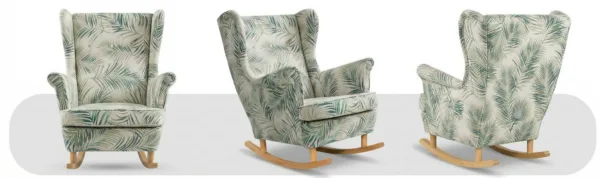 Fotel uszak skandynawski palmy beżowe design style trop Print Family Meble — widoki produktu