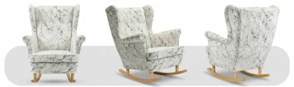 Fotel uszak skandynawski bujany płozach biały salonu Design Family Meble — widoki produktu