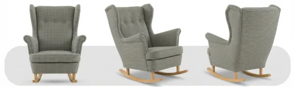 Fotel uszak skandynawski bujany płozach pepita wygodna Design Family Meble — widoki produktu