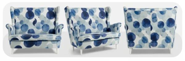 Sofa Kanapa Uszak Skandynawska Niebieskie Groszki GLAMOUR Family Meble — widoki produktu