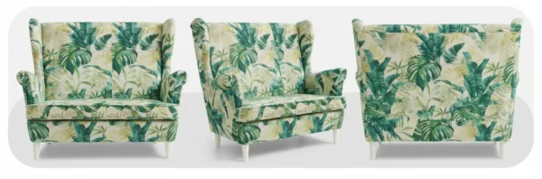 Sofa Kanapa Uszak Skandynawska Tropical Monstera Zielona Welur Family Meble — widoki produktu