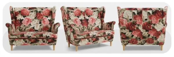 Sofa Kanapa Uszak Skandynawska Kwiecisty Welur Kwiaty Róże Family Meble — widoki produktu