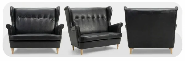 Sofa Kanapa Uszak Skandynawska Czarna Skaj Ekoskóra Biuro Family Meble — widoki produktu