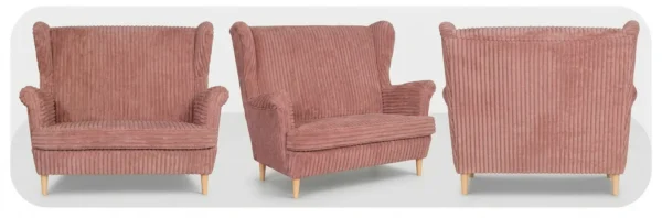 Sofa Kanapa Uszak Skandynawska sztruks róż Idylla dla dwojga Family Meble — widoki produktu