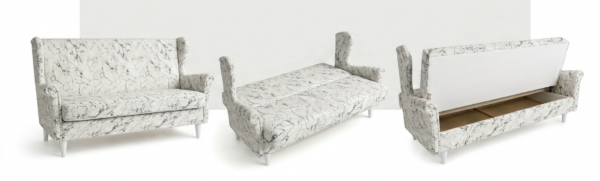 Wersalka Uszak biały marmur wzór carrara nowoczesna Design Family Meble — widoki produktu